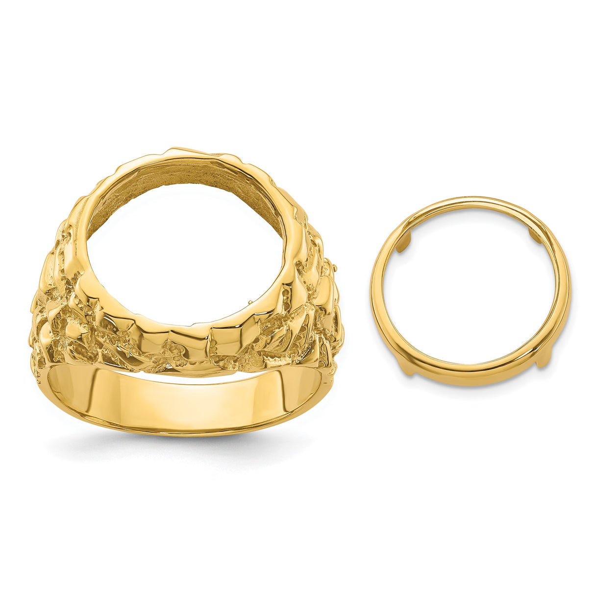 14 mm 14k Yellow Gold coin bezel ring for Australian $5 Nugget