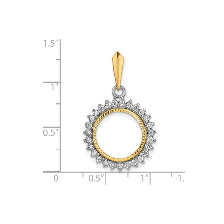 14 mm 14k Multi-Tone Gold coin bezel for Australian $5 Nugget — size reference (ruler)