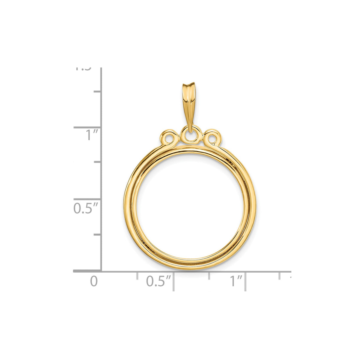 20 mm 14k Yellow Gold coin bezel for Australian $25 Nugget — size reference (ruler)