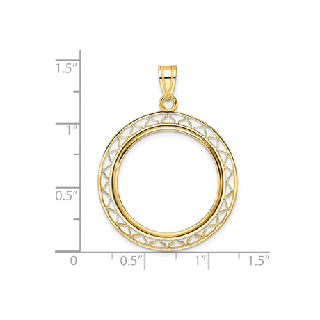 22 mm 14k Yellow Gold coin bezel for Australian Sovereign — size reference (ruler)