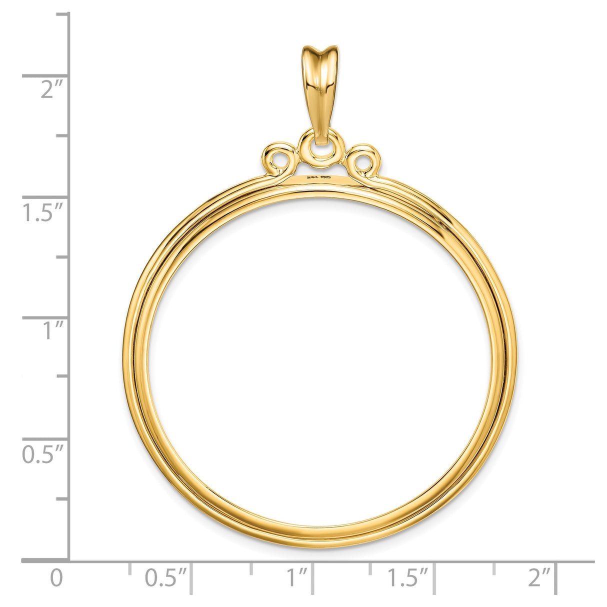 37 mm 14k Yellow Gold coin bezel for Austria €100 Philharmonic — size reference (ruler)