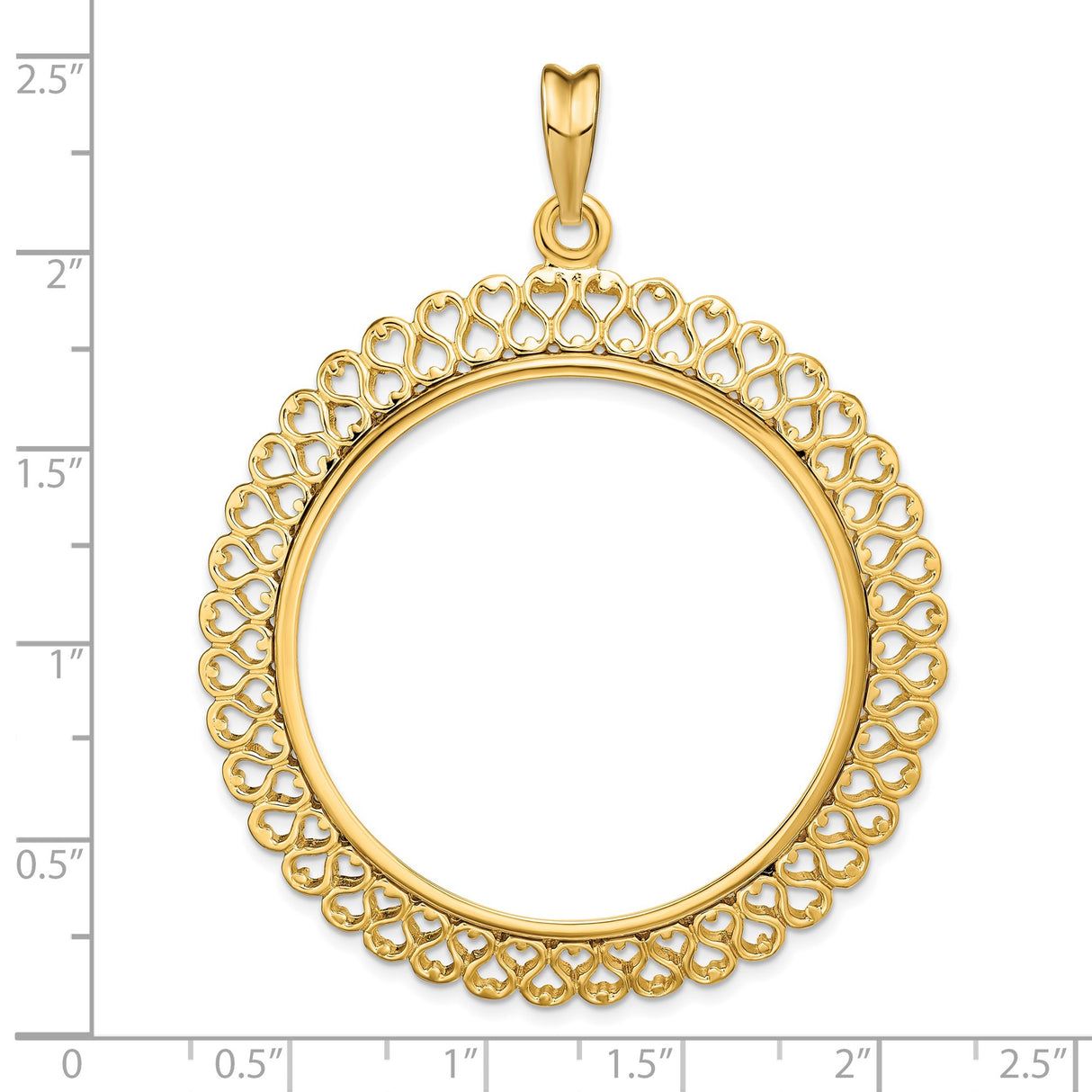 37 mm 14k Yellow Gold coin bezel for Austria €100 Philharmonic — size reference (ruler)