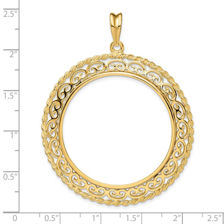37 mm 14k Yellow Gold coin bezel for Austria €100 Philharmonic — size reference (ruler)