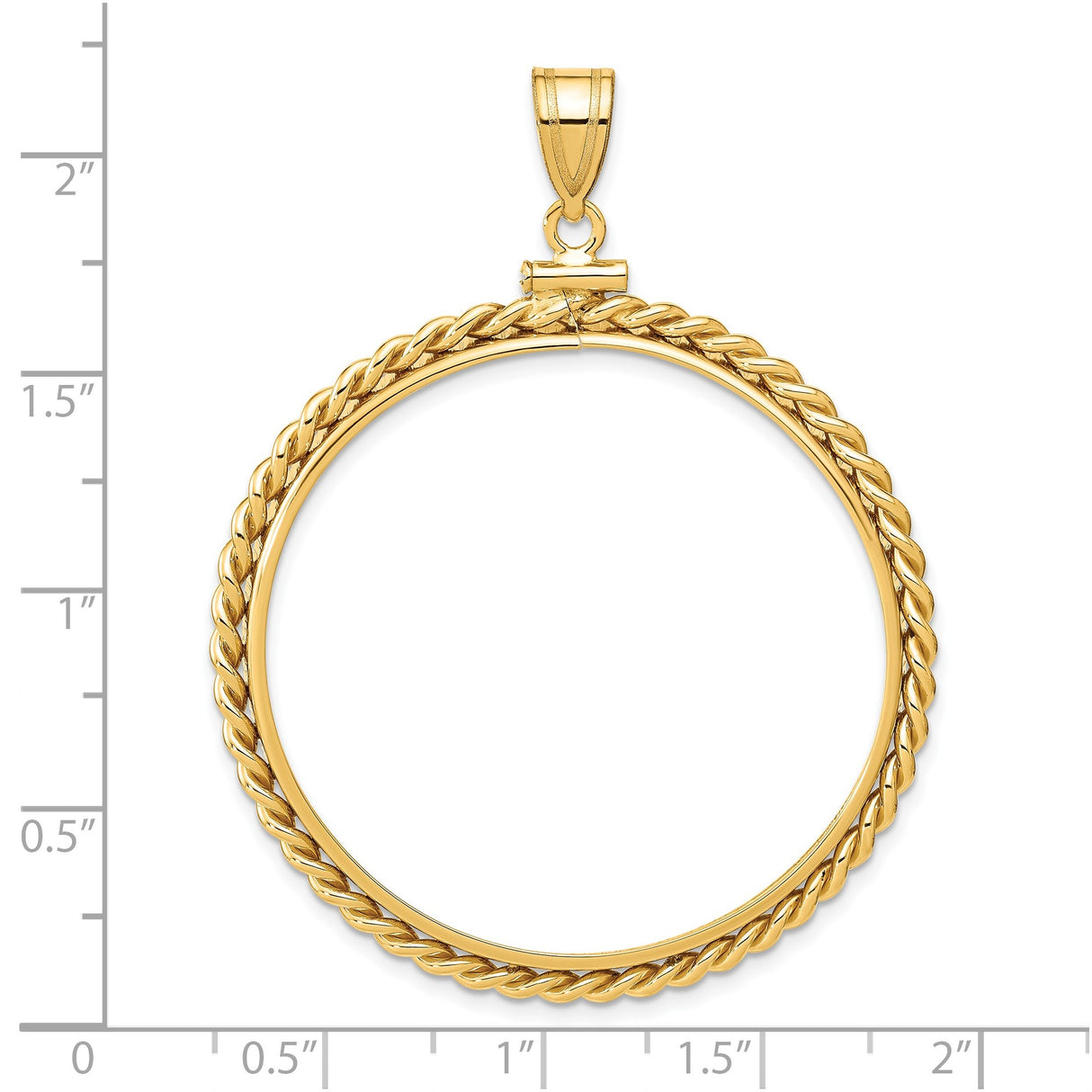 37 mm 14k Yellow Gold coin bezel for Austria €100 Philharmonic — size reference (ruler)