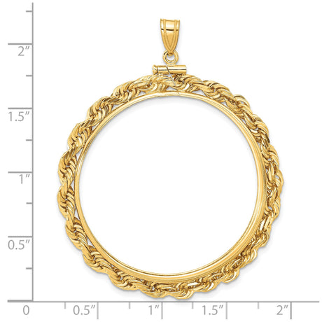 37 mm 14k Yellow Gold coin bezel for Austria €100 Philharmonic — size reference (ruler)