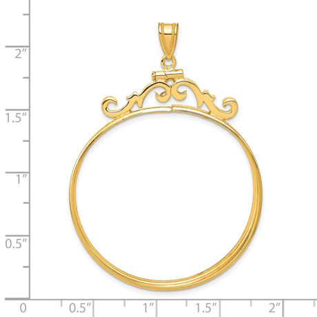 37 mm 14k Yellow Gold coin bezel for Austria €1.50 Philharmonic — size reference (ruler)