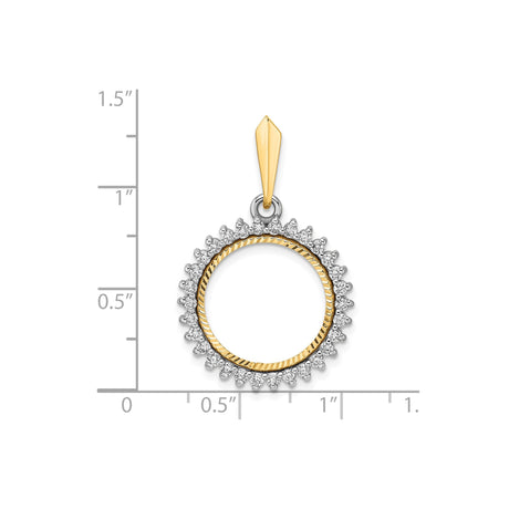 16 mm 14k Multi-Tone Gold coin bezel for Austria €10 Philharmonic — size reference (ruler)