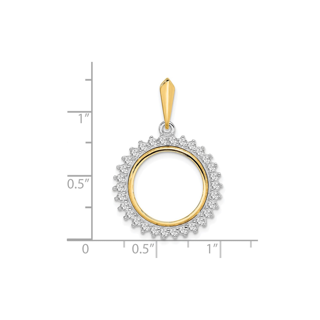 16 mm 14k Multi-Tone Gold coin bezel for Austria €10 Philharmonic — size reference (ruler)