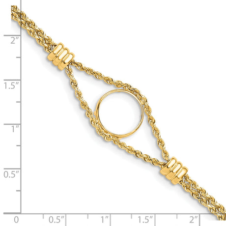 13 mm 14k Yellow Gold coin bezel bracelet for Austria €4 Philharmonic — size reference (ruler)