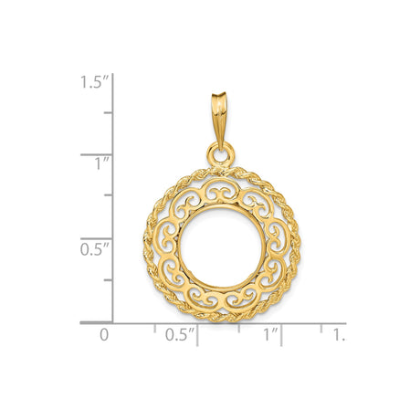 13 mm 14k Yellow Gold coin bezel for Austria €4 Philharmonic — size reference (ruler)