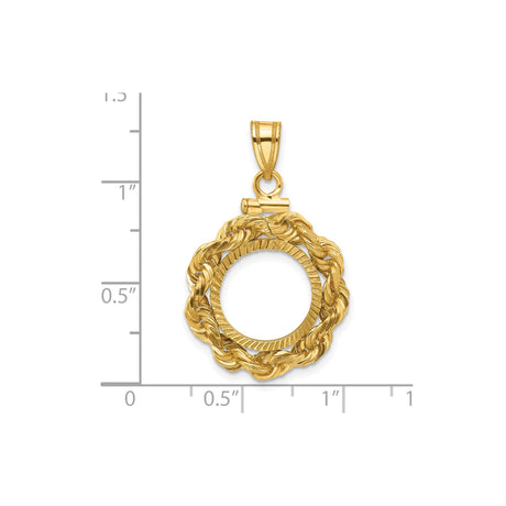 13 mm 14k Yellow Gold coin bezel for Austria €4 Philharmonic — size reference (ruler)