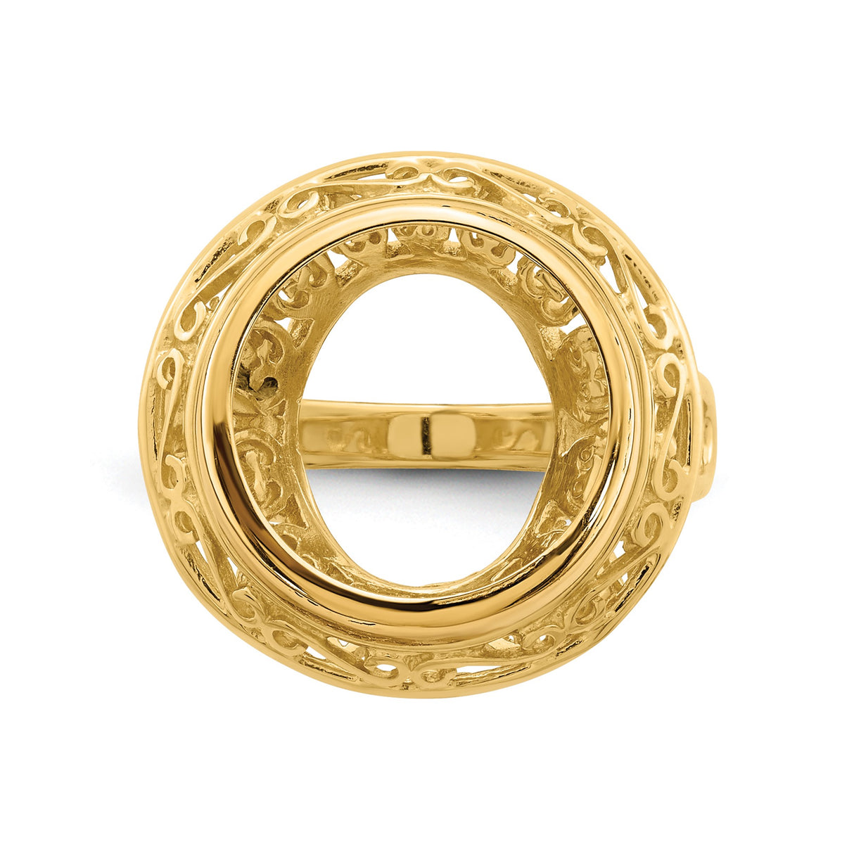 13 mm 14k Yellow Gold coin bezel ring for Austria €4 Philharmonic — additional image