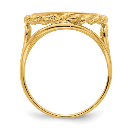 13 mm 14k Yellow Gold coin bezel ring for Austria €4 Philharmonic — alternate view