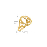 13 mm 14k Yellow Gold coin bezel ring for Austria €4 Philharmonic — size reference (ruler)