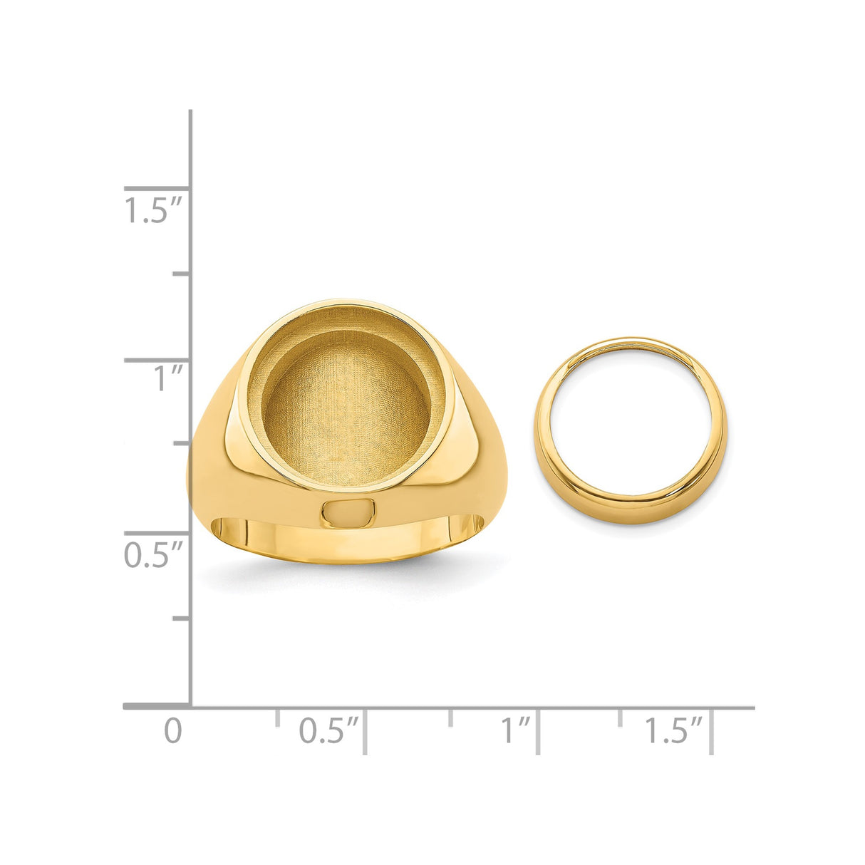 13 mm 14k Yellow Gold coin bezel ring for Austria €4 Philharmonic — size reference (ruler)