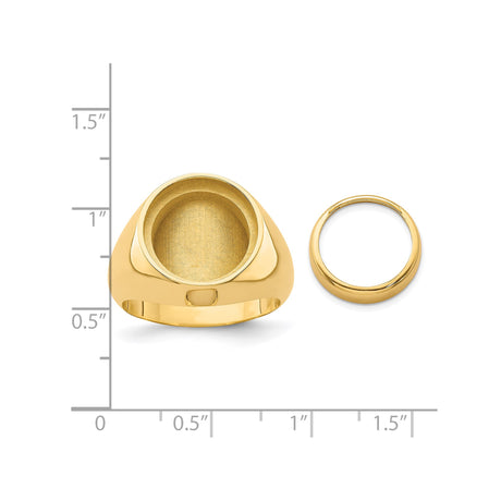 13 mm 14k Yellow Gold coin bezel ring for Austria €4 Philharmonic — size reference (ruler)