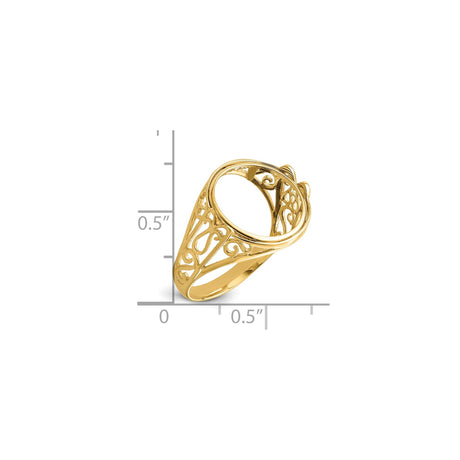 13 mm 14k Yellow Gold coin bezel ring for Austria €4 Philharmonic — size reference (ruler)