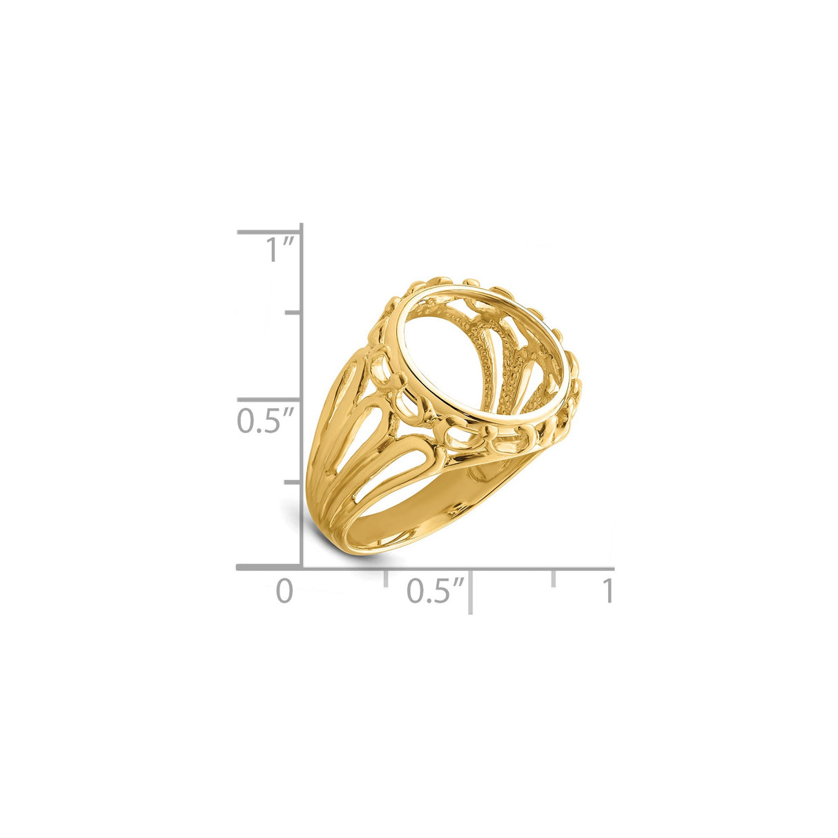 13 mm 14k Yellow Gold coin bezel ring for Austria €4 Philharmonic — size reference (ruler)