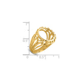 13 mm 14k Yellow Gold coin bezel ring for Austria €4 Philharmonic — size reference (ruler)