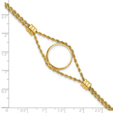 Isle of Man 1/10 oz Gold Cat Coin Bezel Bracelet Prong Set 4 Station Double Rope Coin Bezel Bracelet in 14k Yellow Gold