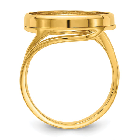18 mm 14k Yellow Gold coin bezel ring for Barbados $0.10 Ten Cents — alternate view