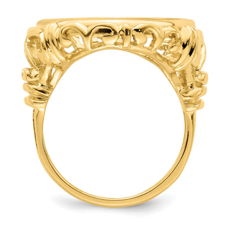 18 mm 14k Yellow Gold coin bezel ring for Barbados $0.10 Ten Cents — alternate view