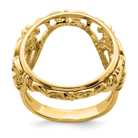18 mm 14k Yellow Gold coin bezel ring for Barbados $0.10 Ten Cents — additional image