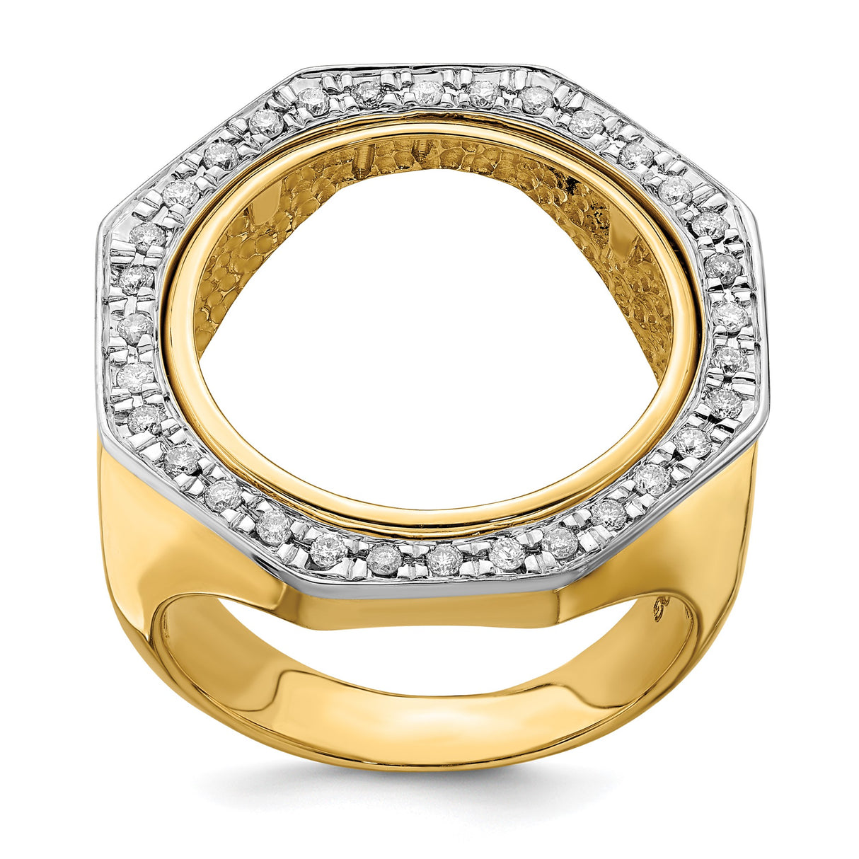 18 mm 14k Multi-Tone Gold coin bezel ring for Barbados $0.10 Ten Cents — additional image