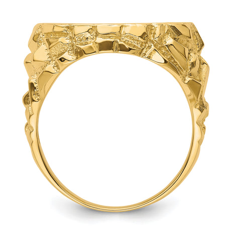 18 mm 14k Yellow Gold coin bezel ring for Barbados $0.10 Ten Cents — alternate view