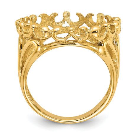 18 mm 14k Yellow Gold coin bezel ring for Barbados $0.10 Ten Cents — alternate view