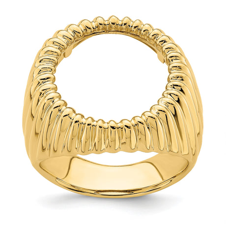 18 mm 14k Yellow Gold coin bezel ring for Barbados $0.10 Ten Cents — additional image