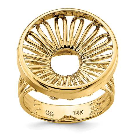 18 mm 14k Yellow Gold coin bezel ring for Barbados $0.10 Ten Cents — additional image