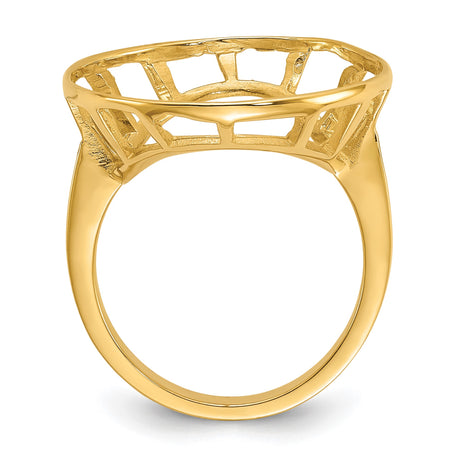 18 mm 14k Yellow Gold coin bezel ring for Barbados $0.10 Ten Cents — alternate view