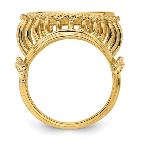 18 mm 14k Yellow Gold coin bezel ring for Barbados $0.10 Ten Cents — alternate view