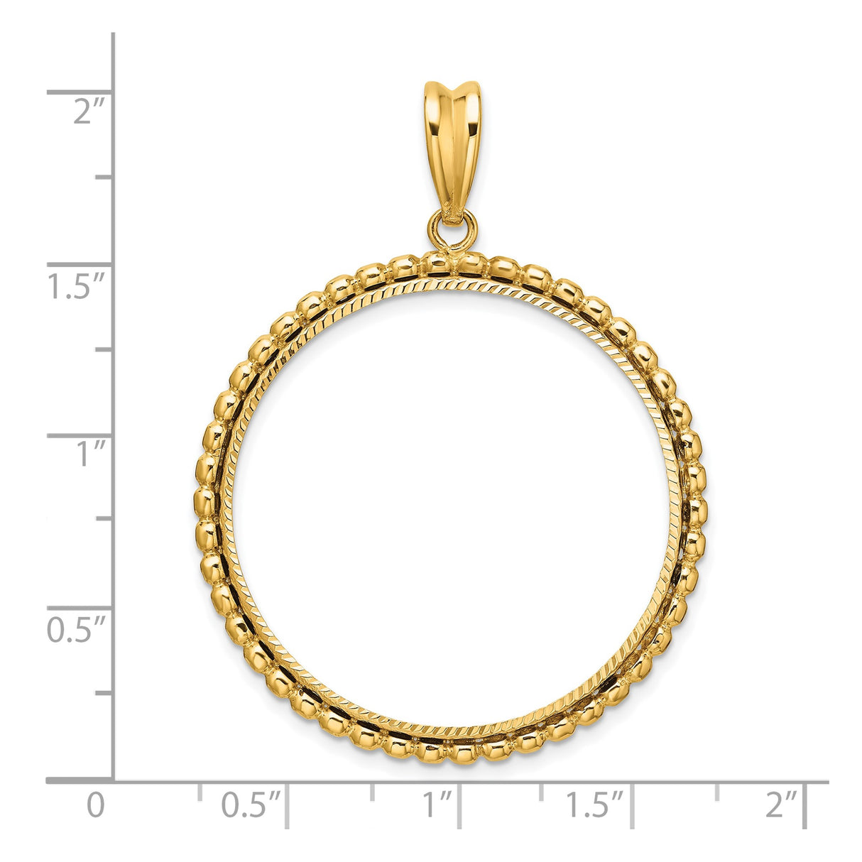 Isle of Man 1 oz Gold Cat 1 Crown Coin Bezel Pendant Prong Set Diamond-cut Beaded Edge in 14k Yellow Gold
