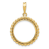 Isle of Man 1/10 oz Gold Cat Coin Bezel Pendant Prong Set Bubble Edge in 14k Yellow Gold