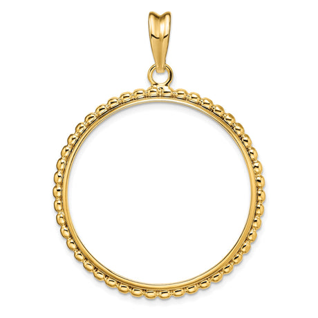 US 1 oz Platinum American Eagle $100 Coin Bezel Pendant Prong Set Bubble Edge in 14k Yellow Gold
