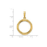Australian 1/10 oz Gold Koala $15 Coin Bezel Pendant Prong Set Diamond-Cut Quadruple Twist in 14k Yellow Gold