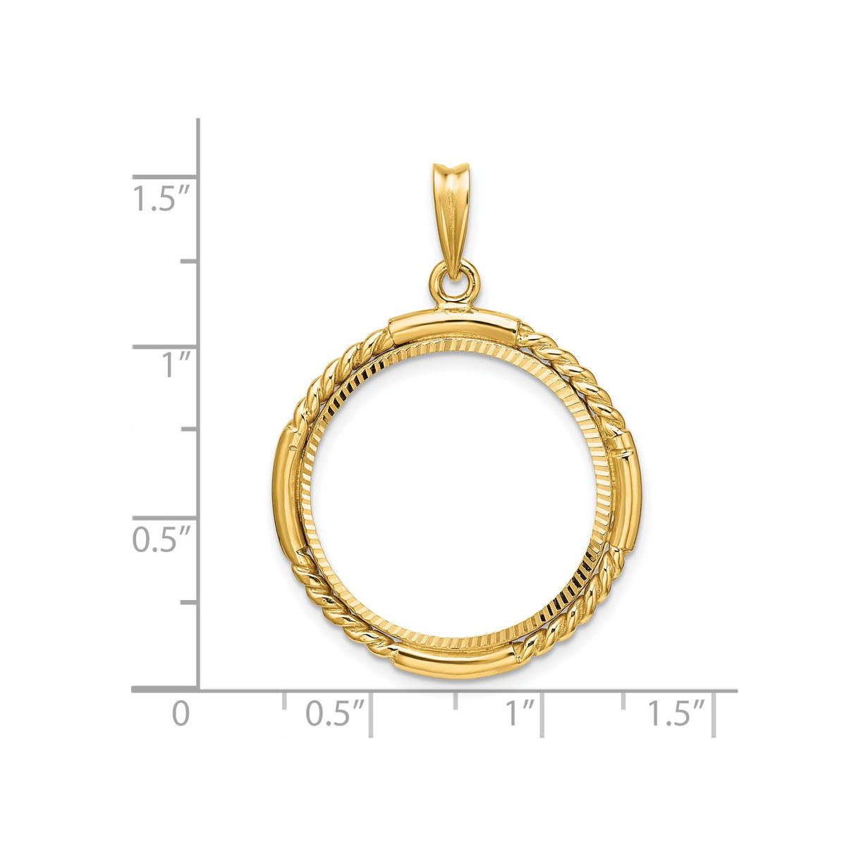 US 1/4 oz Platinum American Eagle $25 Coin Bezel Pendant Prong Set Diamond-Cut Quadruple Twist in 14k Yellow Gold