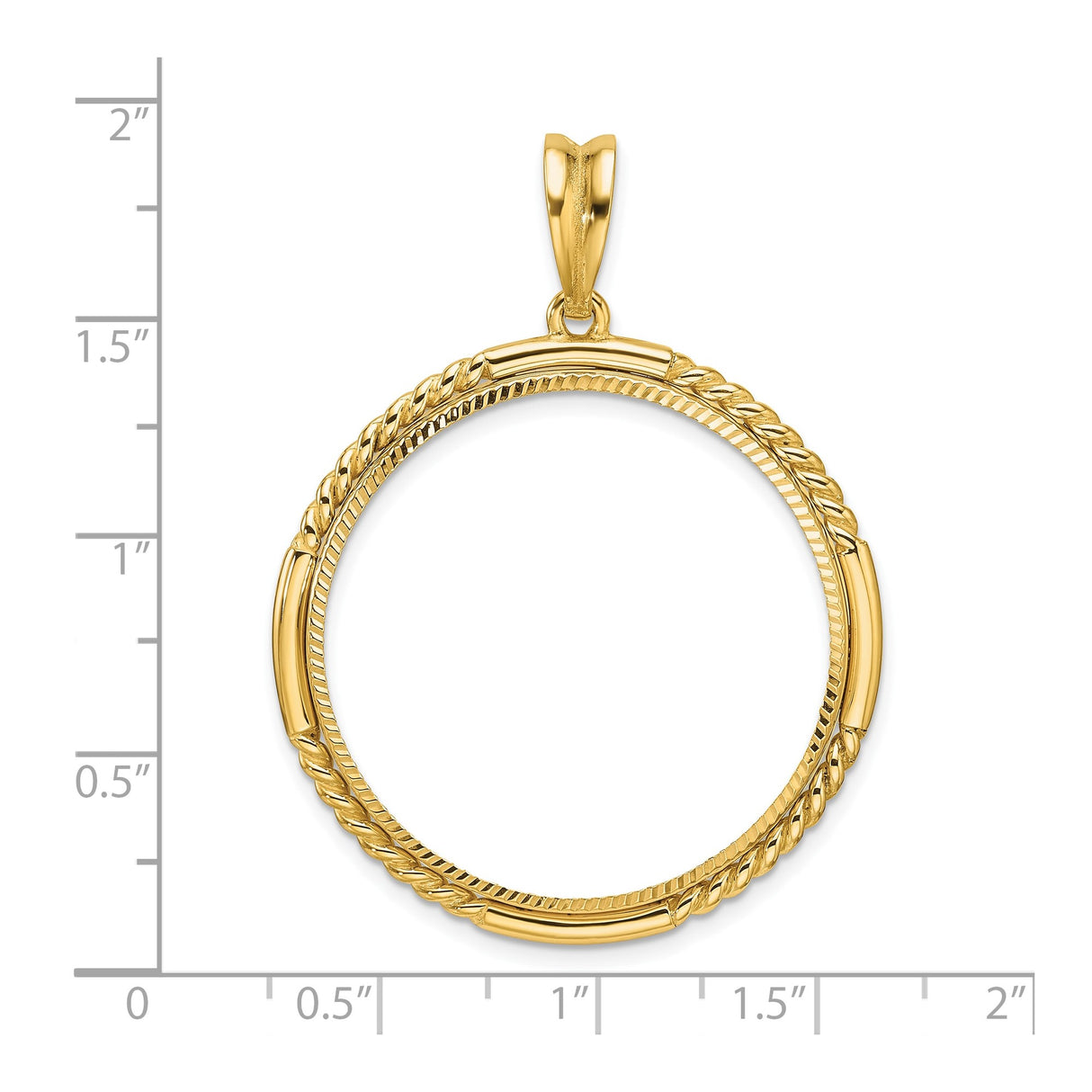 Isle of Man 1/2 oz Gold Cat Coin Bezel Pendant Prong Set Diamond-Cut Quadruple Twist in 14k Yellow Gold