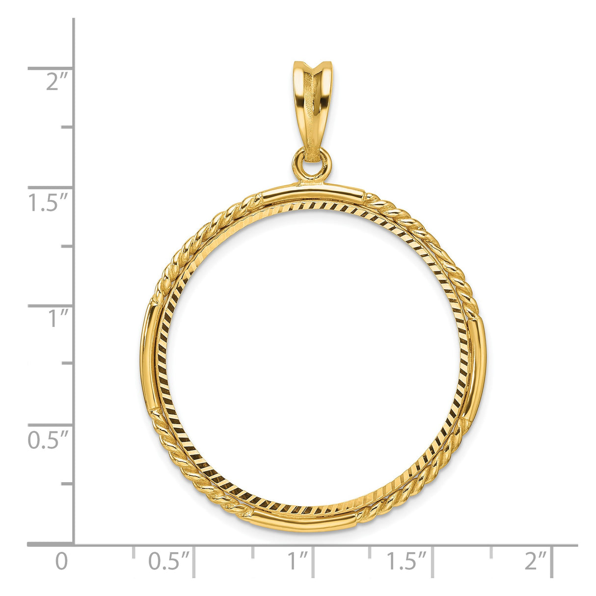 Australian 1 oz Gold Lunar $100 Coin Series 1 Coin Bezel Pendant Prong Set Diamond-Cut Quadruple Twist in 14k Yellow Gold