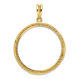 Australian 1 oz Gold Kangaroo $100 Coin Series 1 Coin Bezel Pendant Prong Set Diamond-Cut Quadruple Twist in 14k Yellow Gold