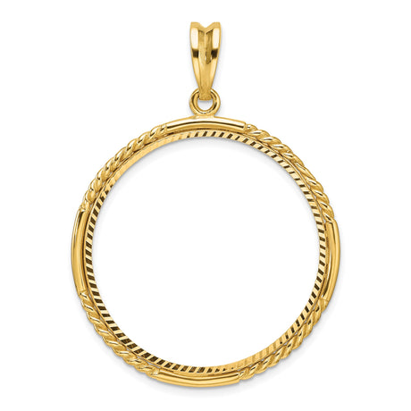 Australian 1 oz Gold Kangaroo $100 Coin Series 1 Coin Bezel Pendant Prong Set Diamond-Cut Quadruple Twist in 14k Yellow Gold