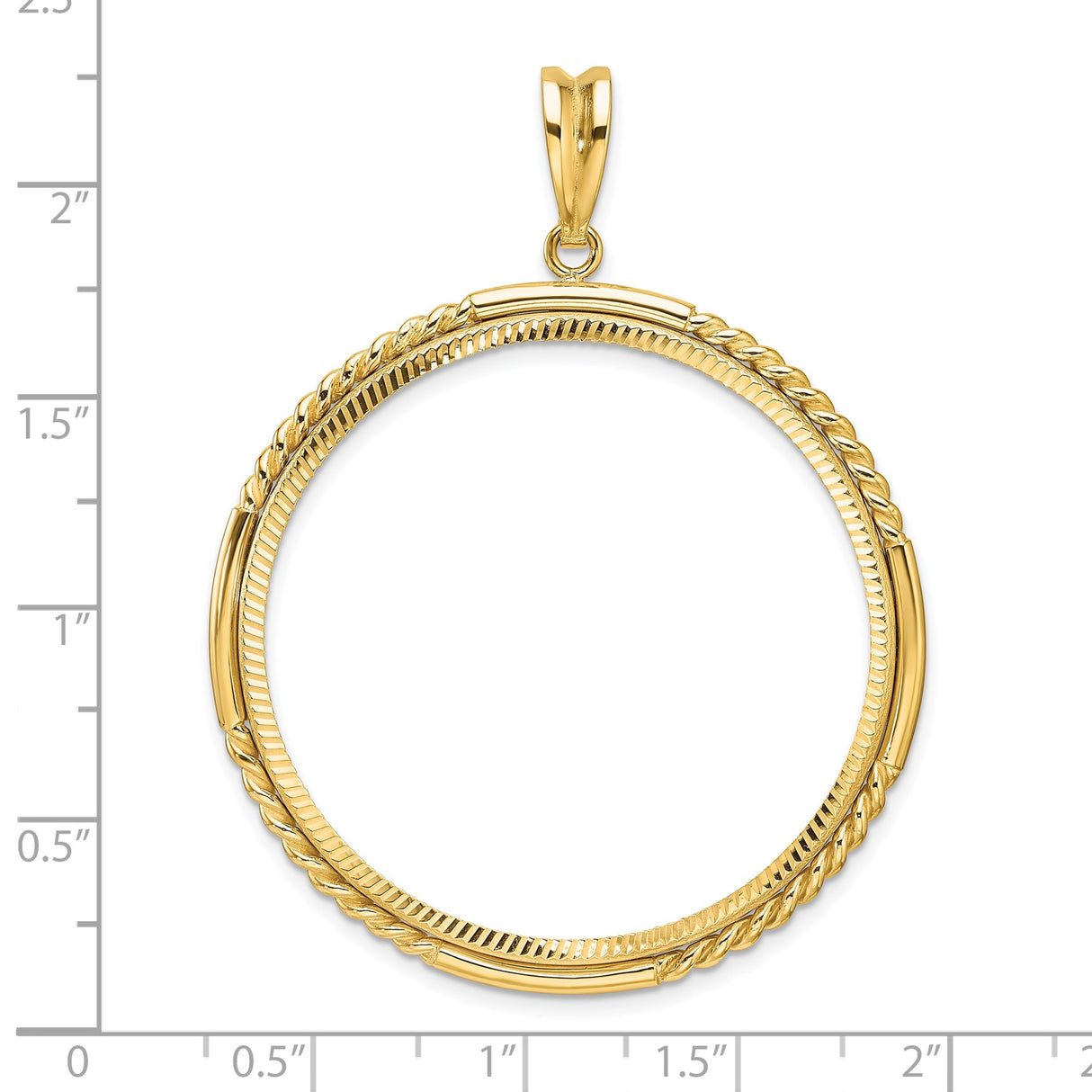 Austria 1 oz Gold Philharmonic €100 Coin Bezel Pendant Prong Set Diamond-Cut Quadruple Twist