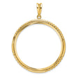 37 mm Coin Bezel Pendant Diamond-Cut Quadruple Twist Prong Set in 14k Yellow Gold