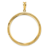 Austria 1 oz Gold Philharmonic €100 Coin Bezel Pendant Prong Set Diamond-Cut Quadruple Twist