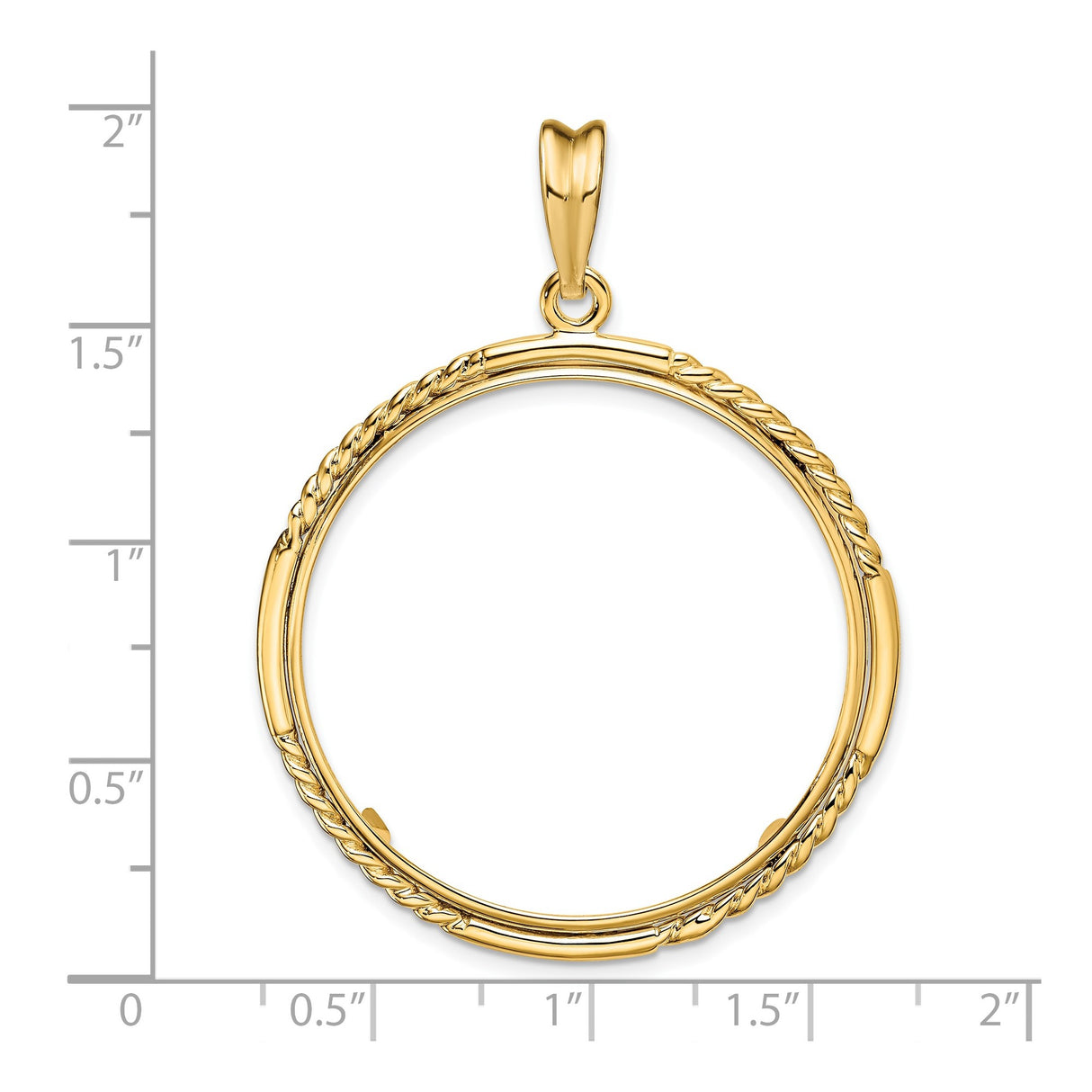 Australian 1 oz Gold Nugget $100 Coin Bezel Pendant Prong Set Quadruple Twist in 14k Yellow Gold
