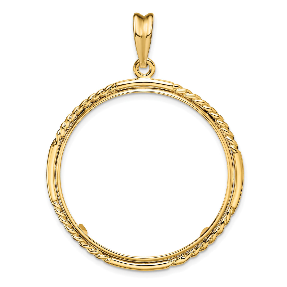 Australian 1 oz Platinum Koala $100 Coin Bezel Pendant Prong Set Quadruple Twist in 14k Yellow Gold