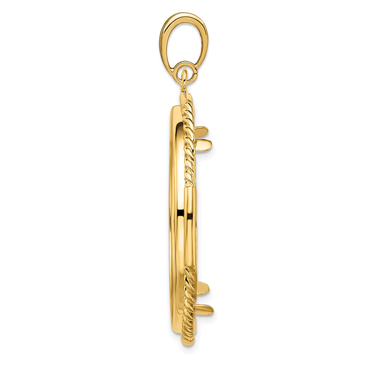 14k Yellow Gold coin bezel for Isle of Man 1 Crown Cat — alternate view