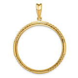 US 1 oz Platinum American Eagle $100 Coin Bezel Pendant Prong Set Quadruple Twist in 14k Yellow Gold